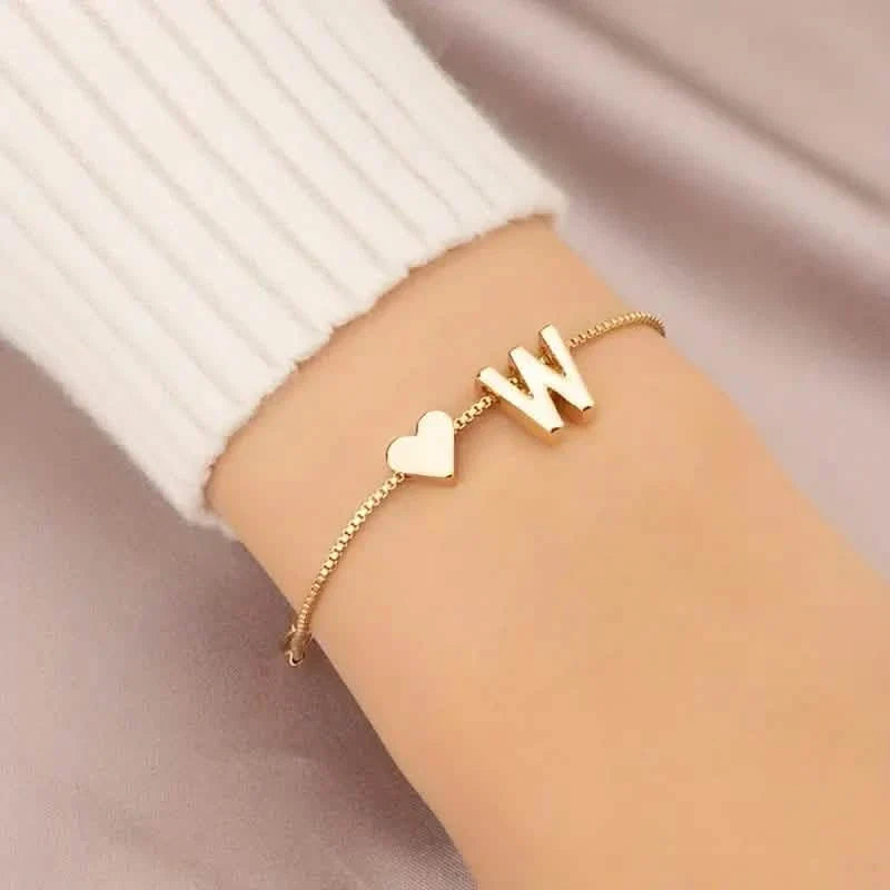 Elegant Love Heart Charm Bracelet - Delicate Minimalist Link Chain 25