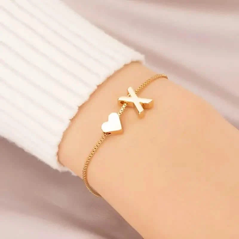 Elegant Love Heart Charm Bracelet - Delicate Minimalist Link Chain 26
