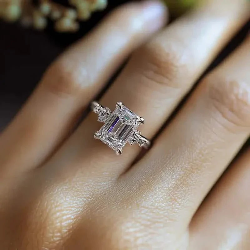 Elegant Princess Cut Cubic Zirconia Engagement Ring 4