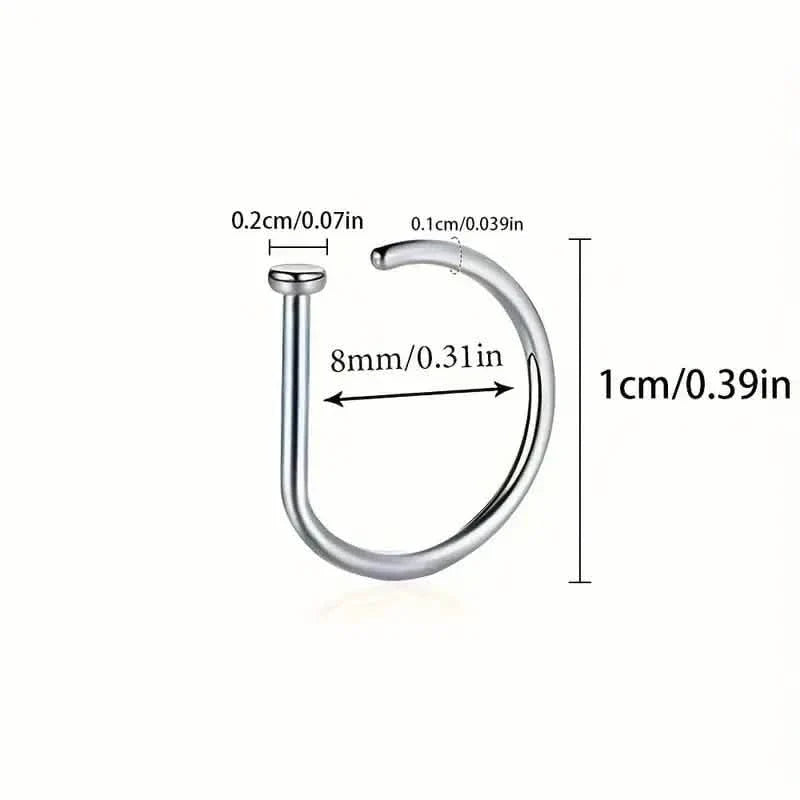 Elegant Punk-Style Stainless Steel Nose Rings - Clip-On Non-Piercing Design 9