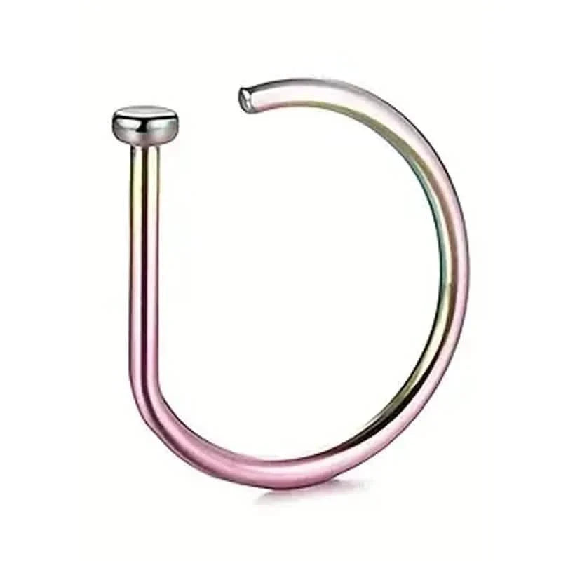 Elegant Punk-Style Stainless Steel Nose Rings - Clip-On Non-Piercing Design 6