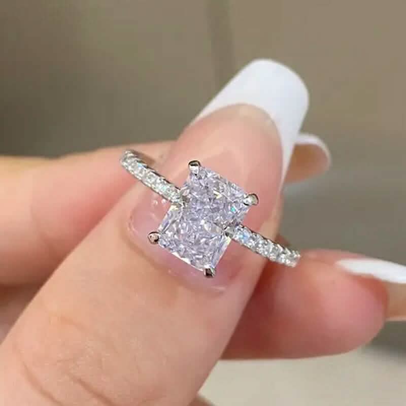 Elegant Ring Inlaid Shining Zirconia In Rectangular Shape 1