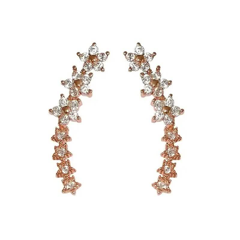 Elegant Star Flower Climber Rhinestone Earrings 2