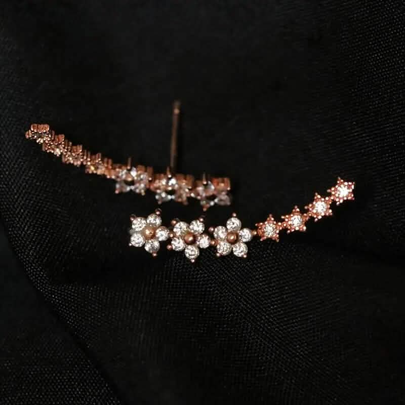 Elegant Star Flower Climber Rhinestone Earrings 4