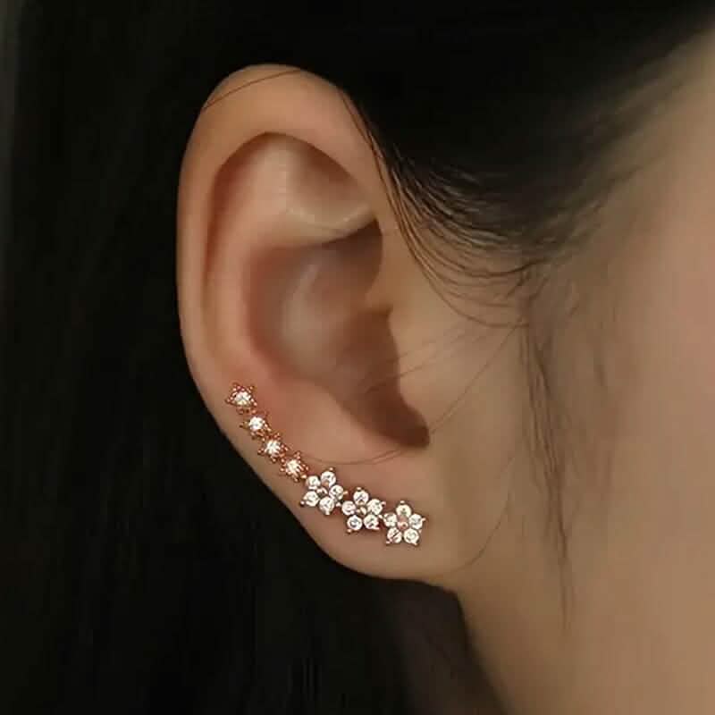 Elegant Star Flower Climber Rhinestone Earrings 1