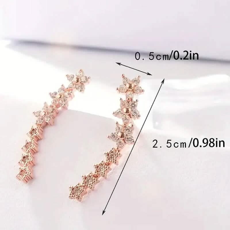 Elegant Star Flower Climber Rhinestone Earrings 3