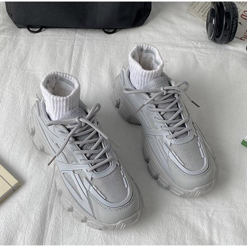 Elegant Women's Sneakers Lace Up Thick Platform Casual Shoes Leather Comfortable Walking Footwear Fashion New Lightweight Casual Everyday Walking Fashion Sneakers 25
