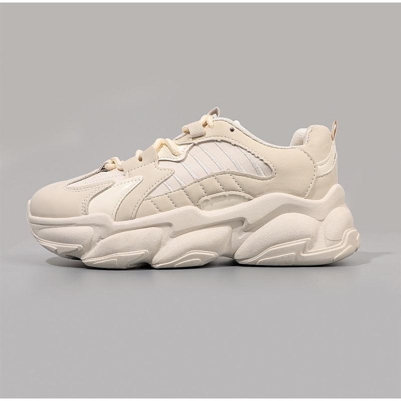 Elegant Women's Sneakers Lace Up Thick Platform Casual Shoes Leather Comfortable Walking Footwear Fashion New Lightweight Casual Everyday Walking Fashion Sneakers 15