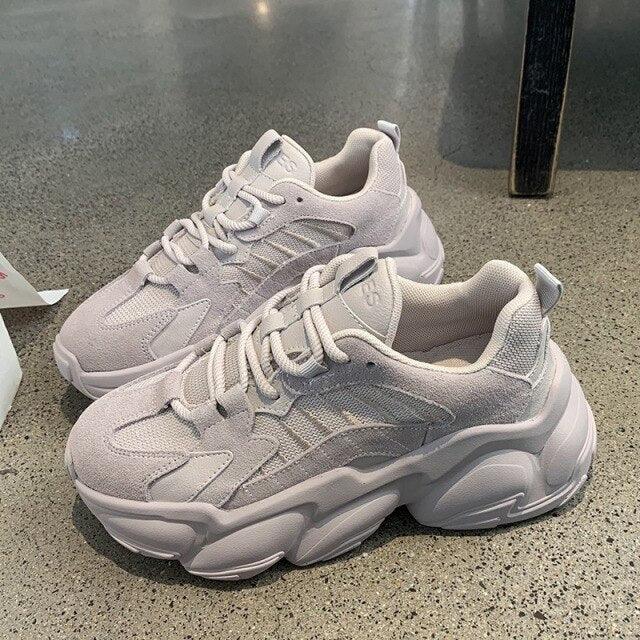 Elegant Women's Sneakers Lace Up Thick Platform Casual Shoes Leather Comfortable Walking Footwear Fashion New Lightweight Casual Everyday Walking Fashion Sneakers 6