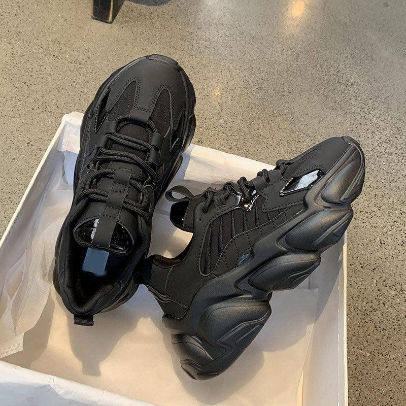 Elegant Women's Sneakers Lace Up Thick Platform Casual Shoes Leather Comfortable Walking Footwear Fashion New Lightweight Casual Everyday Walking Fashion Sneakers 2