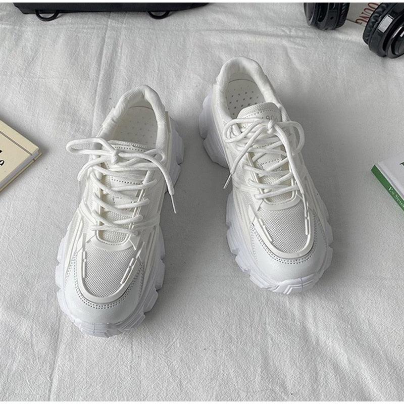 Elegant Women's Sneakers Lace Up Thick Platform Casual Shoes Leather Comfortable Walking Footwear Fashion New Lightweight Casual Everyday Walking Fashion Sneakers 16
