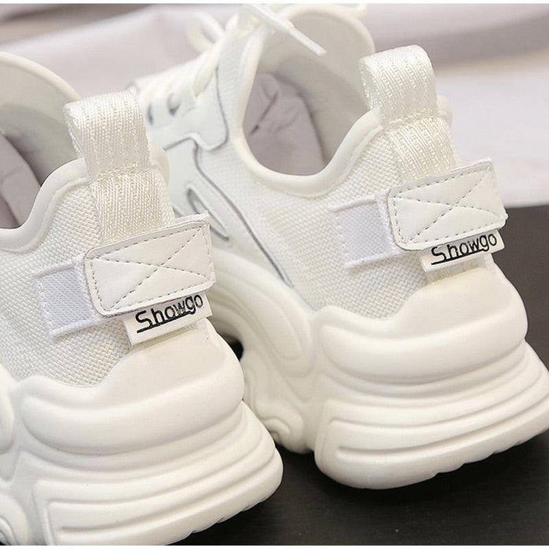 Elegant Women's Sneakers Lace Up Thick Platform Casual Shoes Leather Comfortable Walking Footwear Fashion New Lightweight Casual Everyday Walking Fashion Sneakers 31