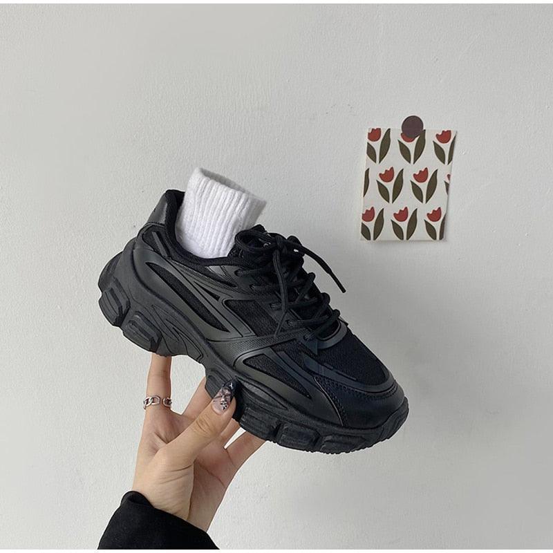 Elegant Women's Sneakers Lace Up Thick Platform Casual Shoes Leather Comfortable Walking Footwear Fashion New Lightweight Casual Everyday Walking Fashion Sneakers 19