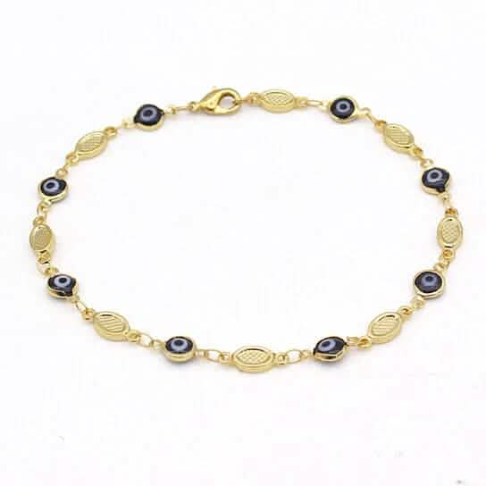 Evil Eye Anklet 10" Blue Plain Mariner High Polish 1