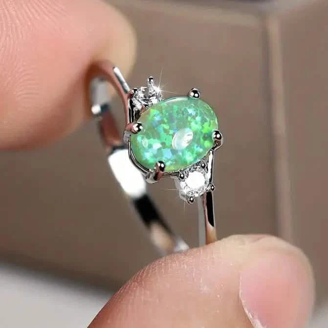 Exquisite Oval Artificial Opal Rings 3