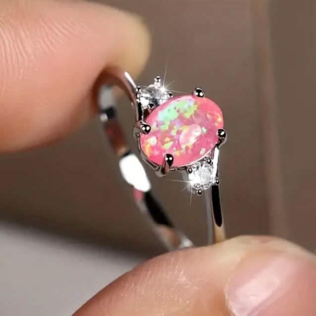Exquisite Oval Artificial Opal Rings 4