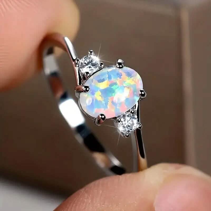 Exquisite Oval Artificial Opal Rings 5