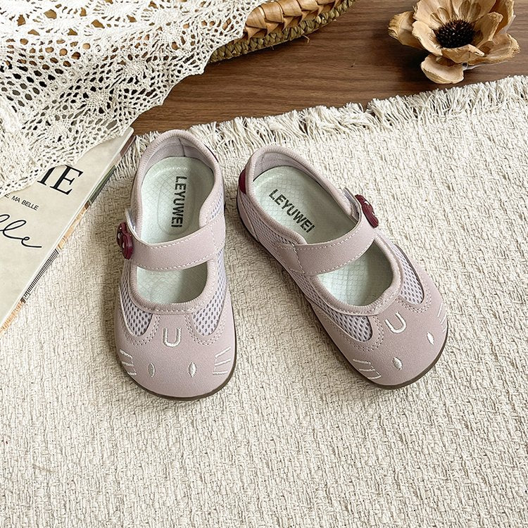 Girls' Mesh Breathable Princess Shoes, Children's Silver Single Shoes, Little Girls' Soft Soled Outer Leather Shoes 5