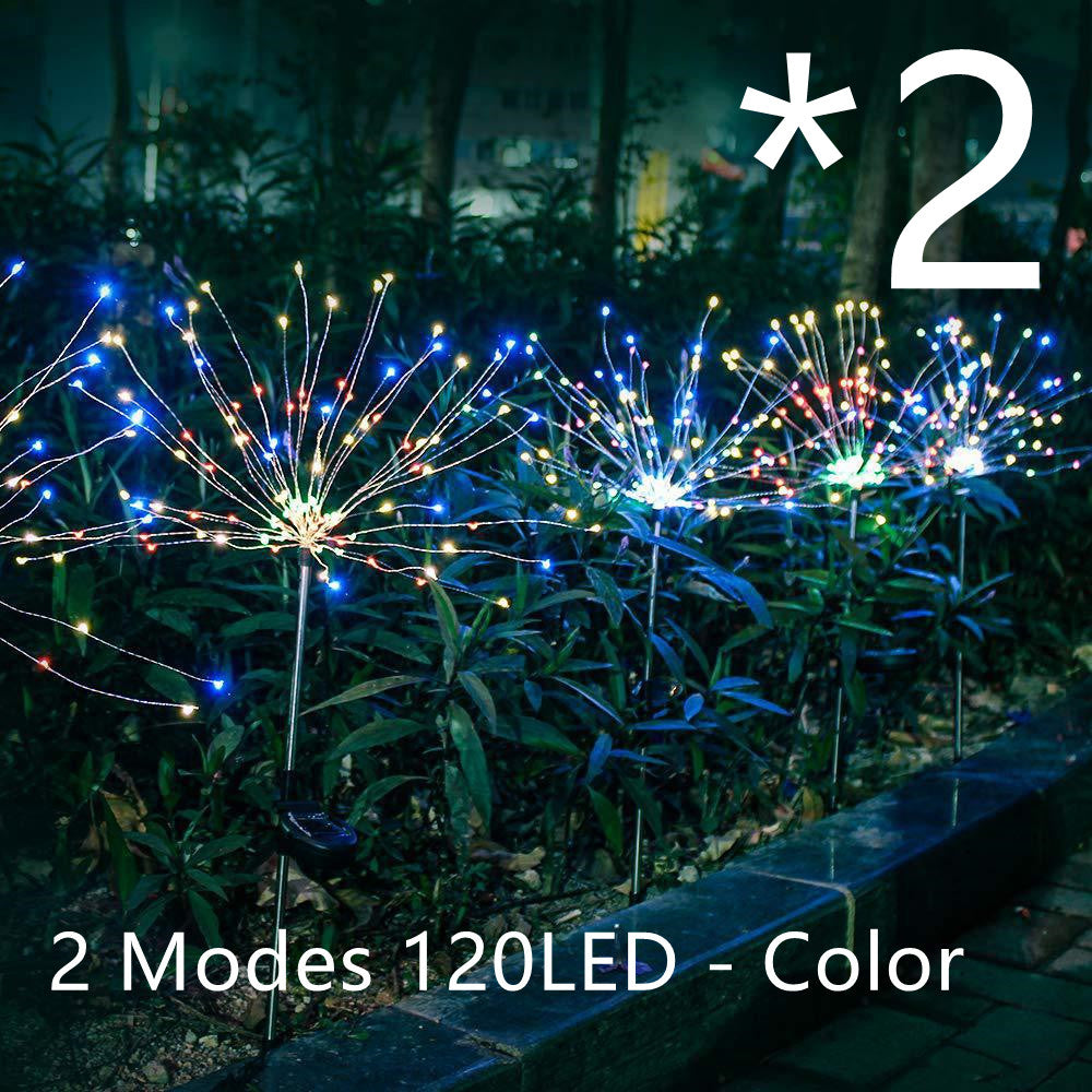 New Ground Plug Solar Fireworks Light LED Light String Copper Wire Outdoor Garden Decoration Star Lights Christmas Lights 24