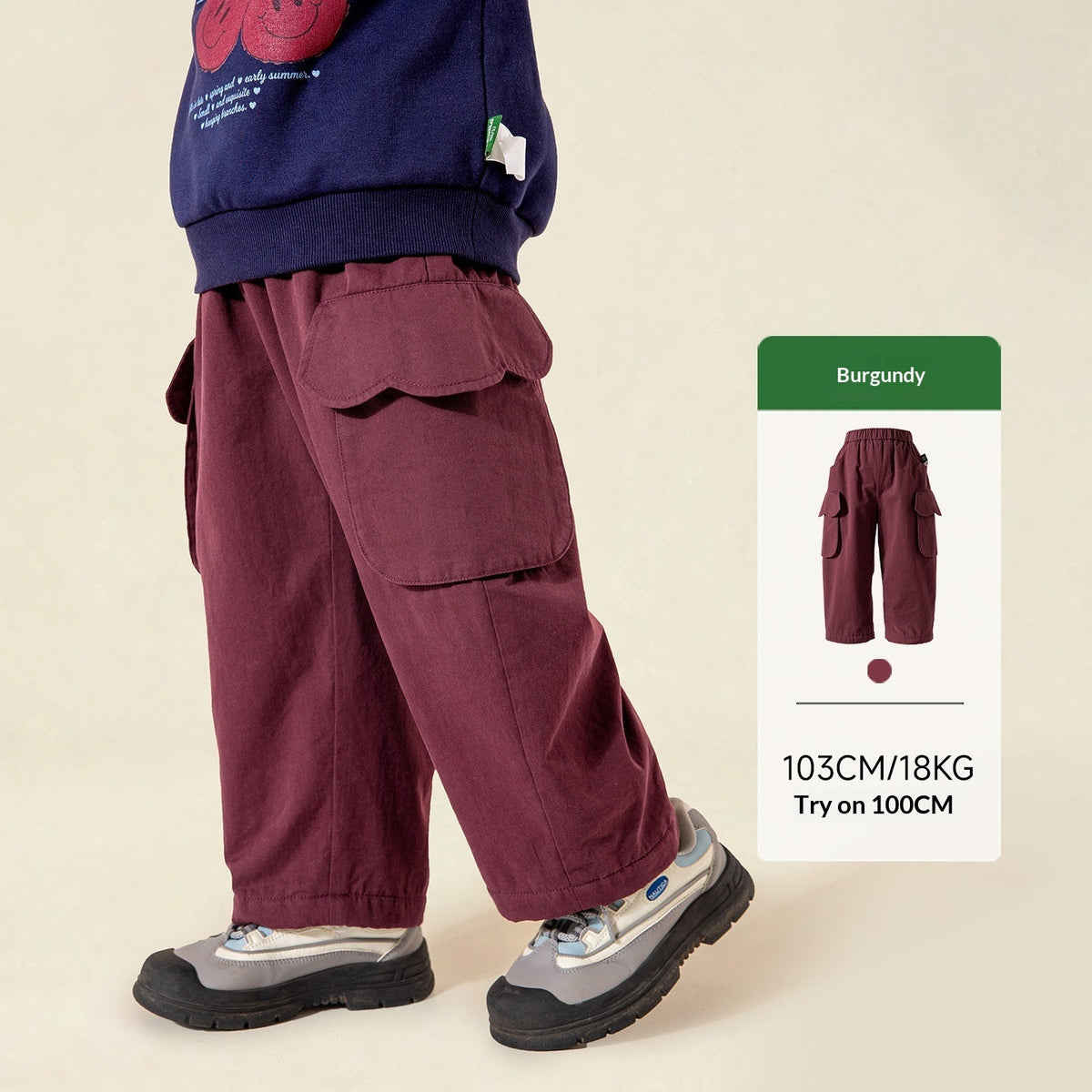 Kids Double-Layer Fleece All-Match Workwear Pants 7