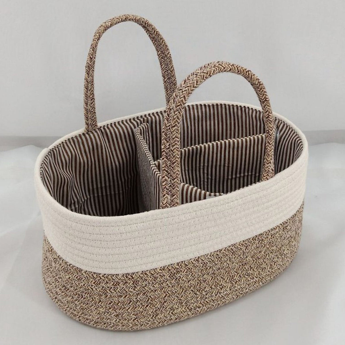 Diaper Caddy Organizer, Large Cotton Rope Nursery Baby Basket, Changing Table Organizer For Baby Diaper Storage, Portable Car Organizer With Removable Divider, Baby Shower Gifts 9