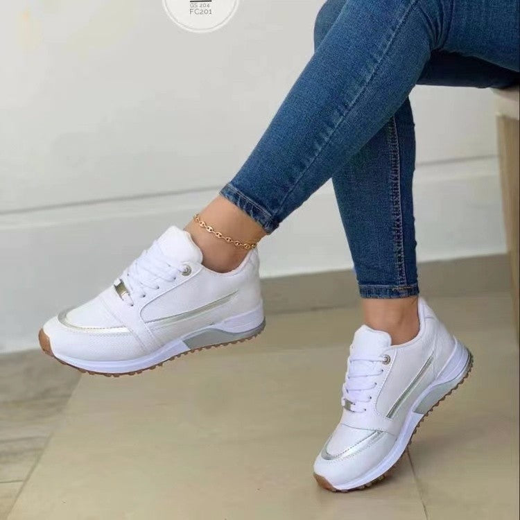 Casual Lace-up Flat Shoes Women Shallow Round Toe Sports Walking Sneakers 4