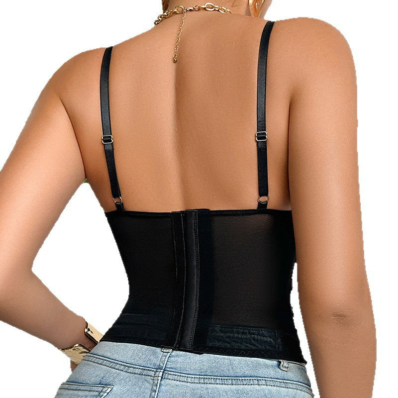 Spicy Girl Spaghetti Strap Tube Top For Women, Mesh Lace With Underwire And Corset Design, Light Luxury Chic Niche Blouse 2