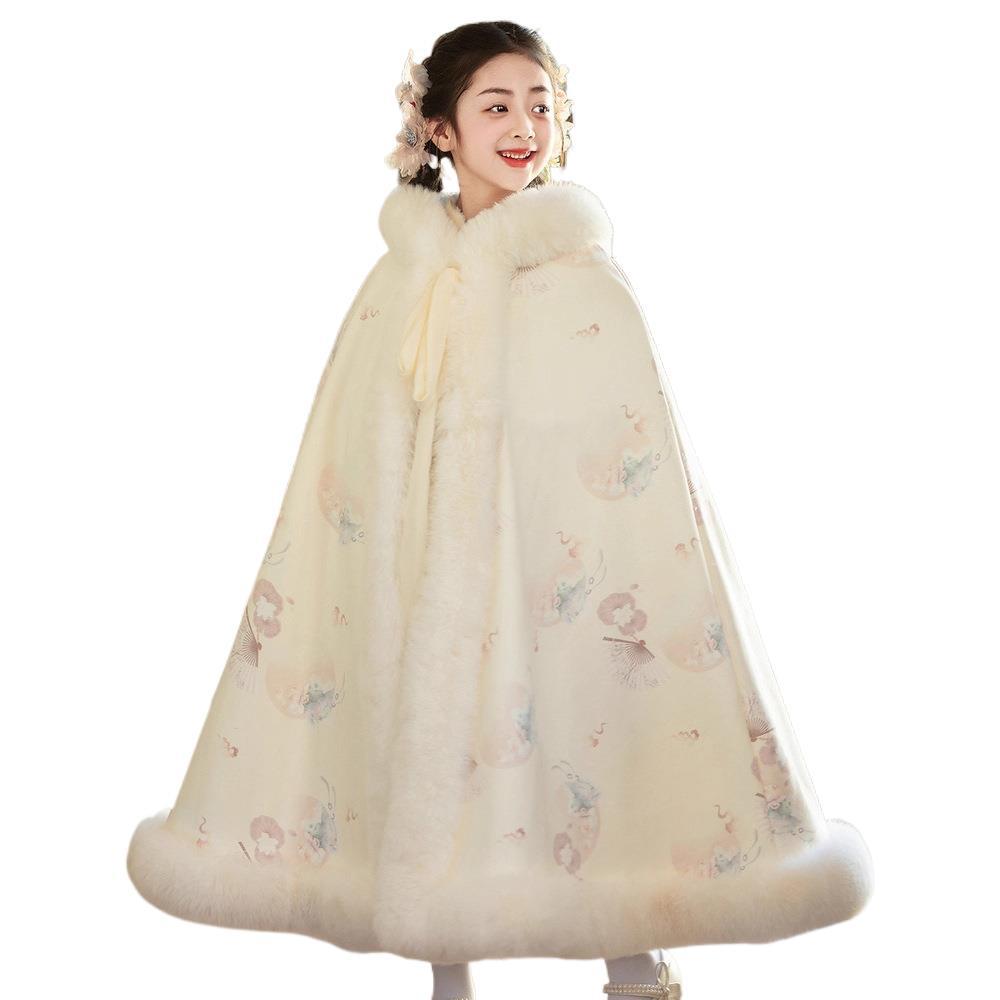Girls Velvet-Quilted Warm Cloak 5