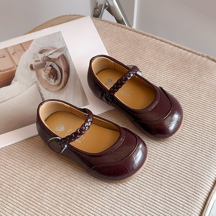 Children's Little Leather Shoes, Girls' Little Fragrant Wind Princess Shoes, Soft Soled Non Slip Single Shoes 3