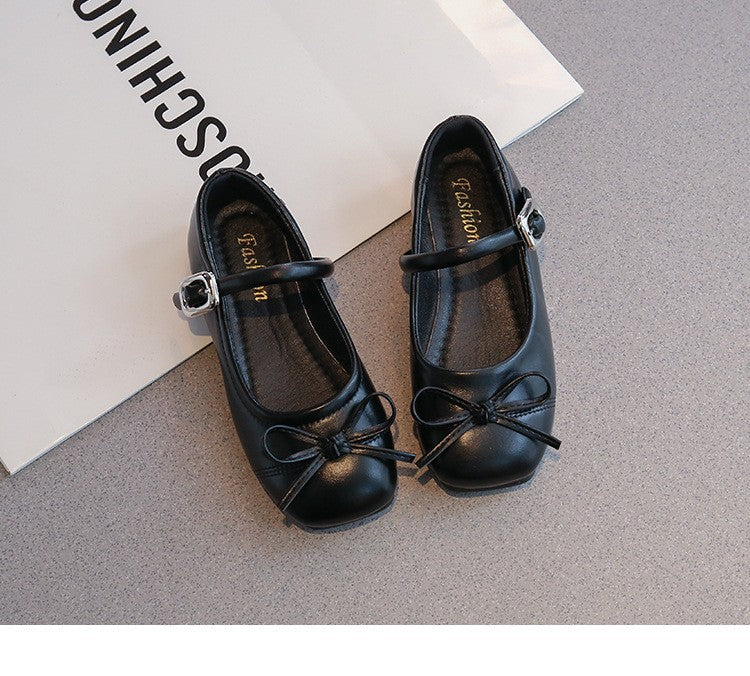 Girls' Leather Shoes, Shallow Mouth Princess Shoes, Korean Version, Girls' Fashionable, Versatile, Casual Single Shoes 6