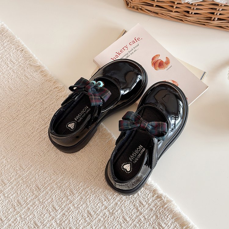 Daughter's Fashion Bow Bright Leather Single Shoes Korean Version Princess Leather Shoes Children's Shoes 2