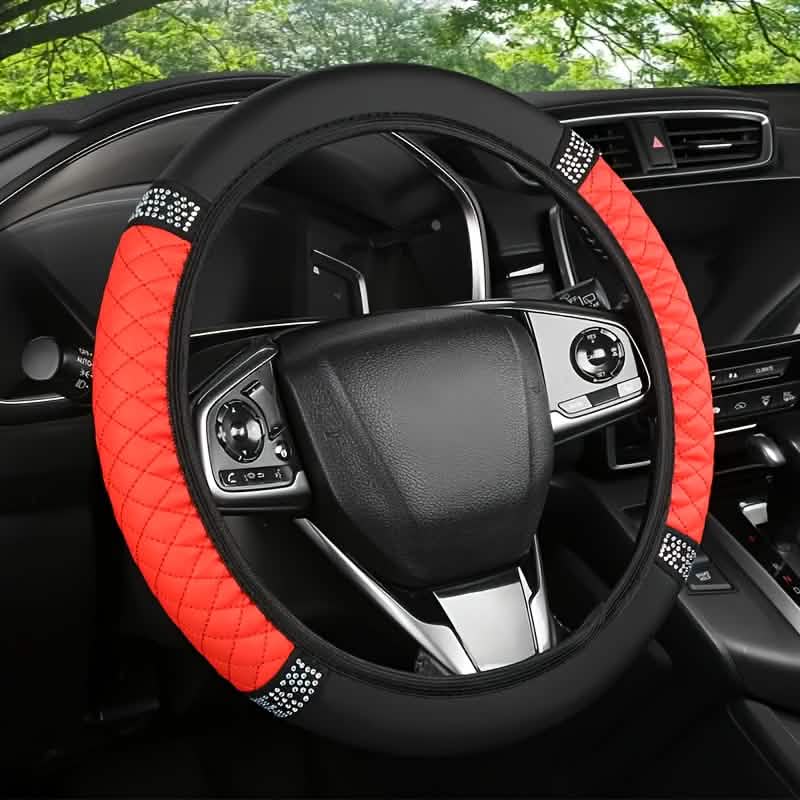 Bling Soft Faux Leather Car Steering Wheel Cover Non-Slip Heat And Cold Protector 3