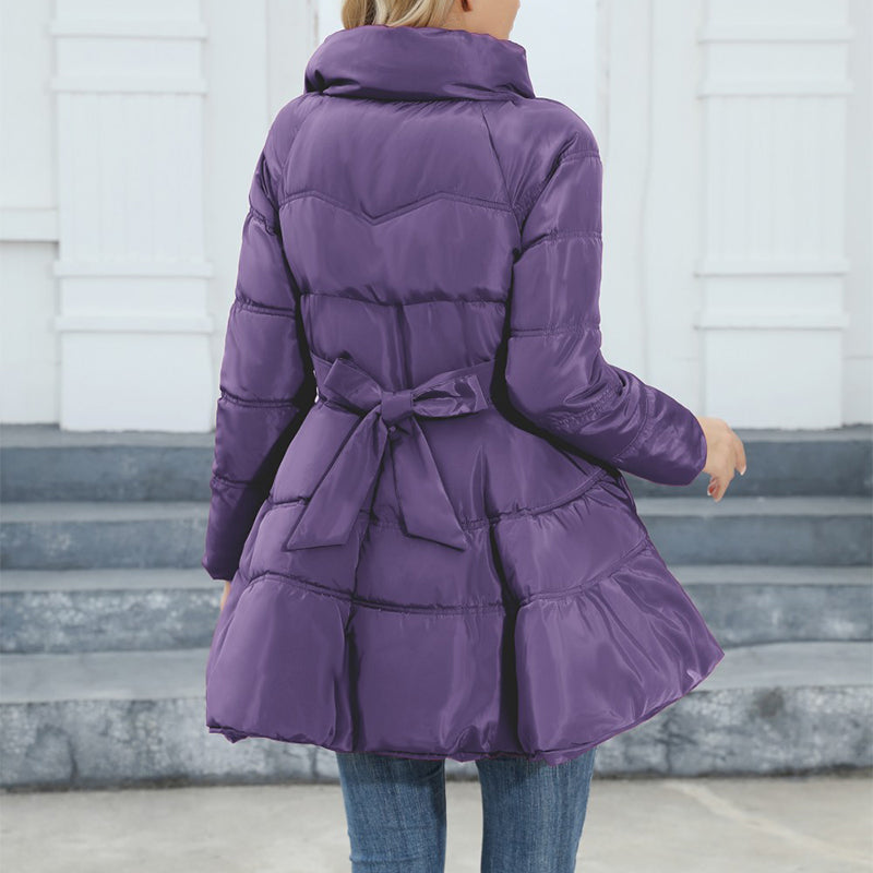 Newest Big Skirt Design Coat Winter Warm Slim-fitting Stand-collar Mid-length Thickened Waist Cotton Jacket Women Clothing 3