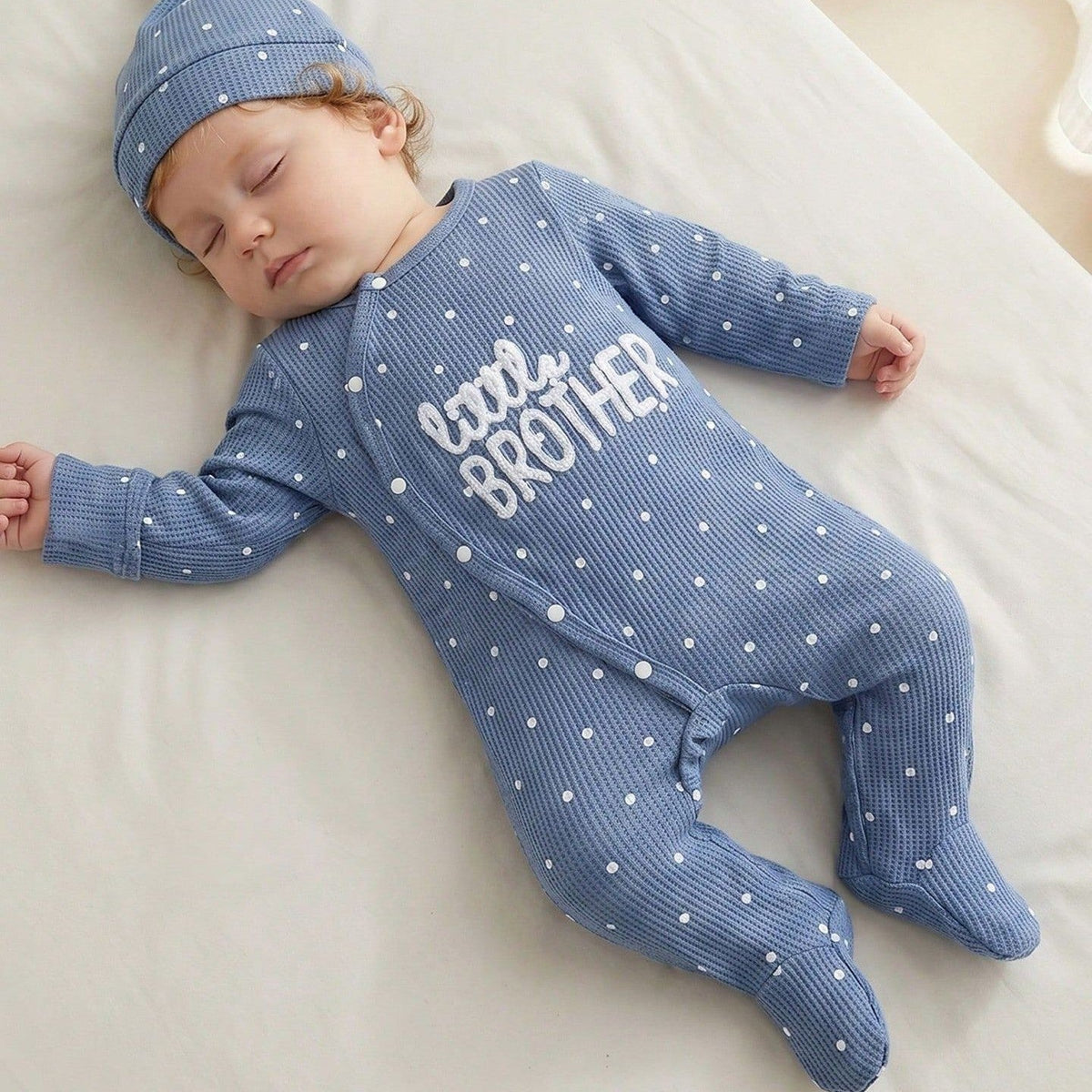 Single-breasted Footed Romper With Hat Two Pieces 1