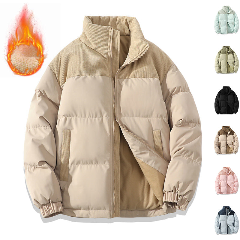 Winter Stand Collar Contrast-colored Coat Cotton Padded Jacket For Men Women Clothing 1