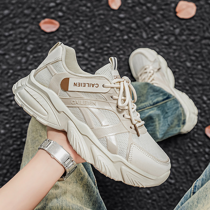 New Men's Breathable Mesh Sneakers, Trendy Versatile Anti-slip Chunky Sole Casual Dad Shoes For Men 3