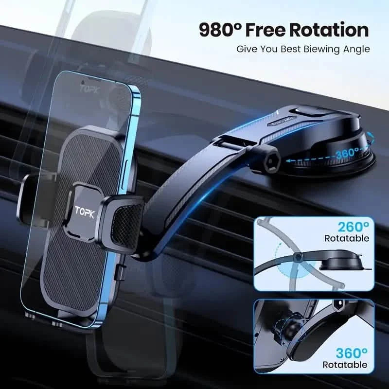 TOPK D38C Car Phone Holder – Adjustable Dashboard Mount 3