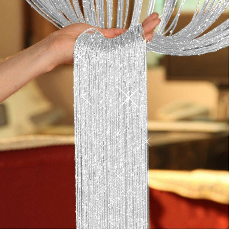 Flashing Silver Thread Curtain 1x2 Meters High Door Curtain With Silver Wire Encryption Living Room Partition Rice Curtain 2
