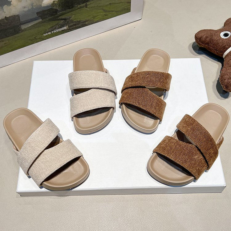 Girls' Summer New Thick Soled Fairy Style Beach Slippers For Outdoor Wear, Haken One-piece Slippers For Vacation 2