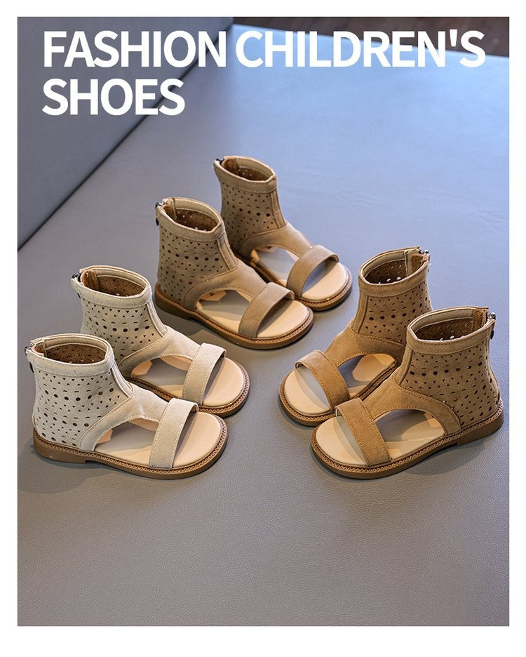 2026 Summer New Kids Shoes, Korean Style Hollow Out Sandals, Elegant Roman Fashion Sandals For Girls And Big Kids 1