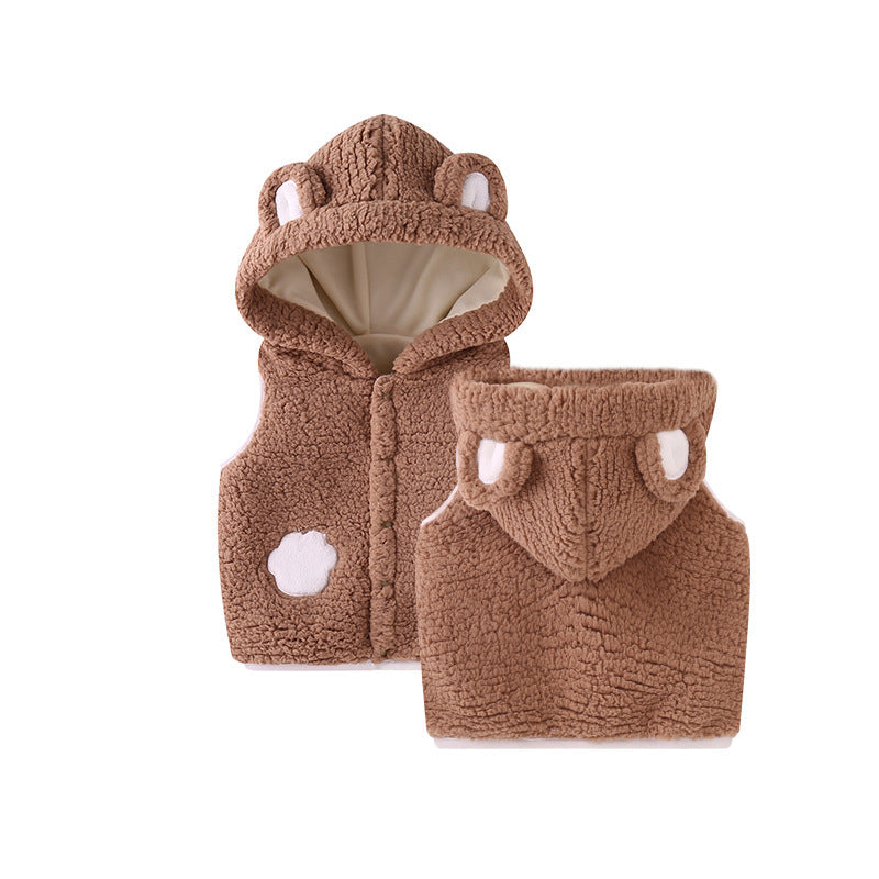 Children's Waistcoat Thickened Baby Girl Vest Waistcoat And Hooded Jacket To Keep Warm 7