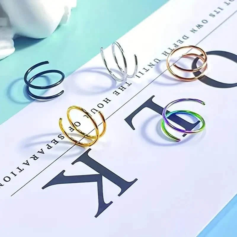Stainless Steel Double Helix Nose Ring – 14K Gold Plated Hot Style Piercing Jewelry for Women 4