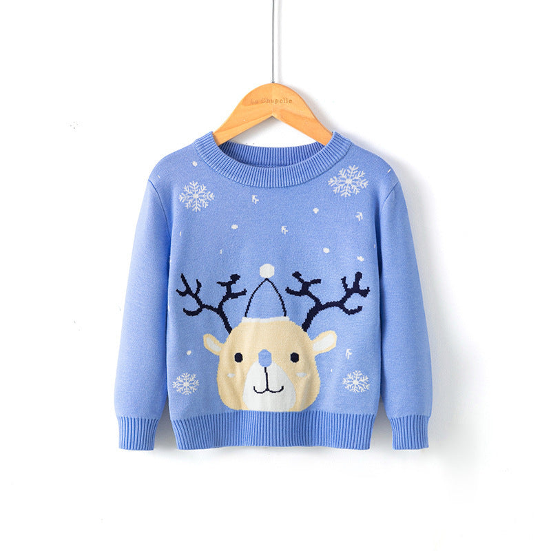 Cotton Double Layer Autumn Winter Christmas Long Sleeved Children's Sweater 3