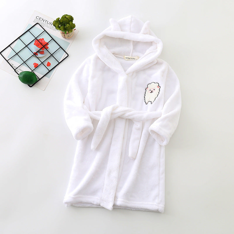 Flannel Bathrobe Boys' Home Wear With Hood 7