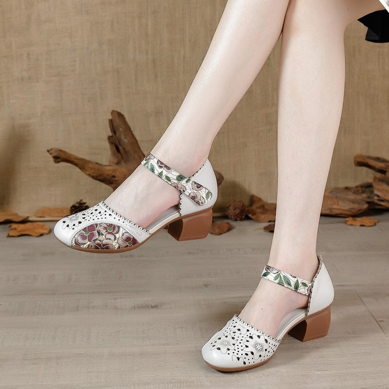 Rome Embroidered Hollow-Out Retro Casual Womens Shoes 2