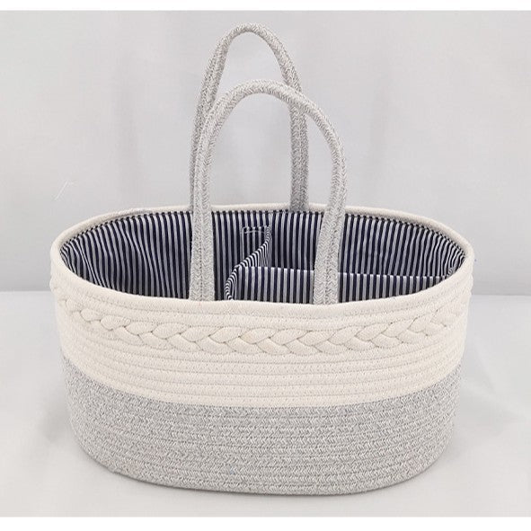 Diaper Caddy Organizer, Large Cotton Rope Nursery Baby Basket, Changing Table Organizer For Baby Diaper Storage, Portable Car Organizer With Removable Divider, Baby Shower Gifts 13