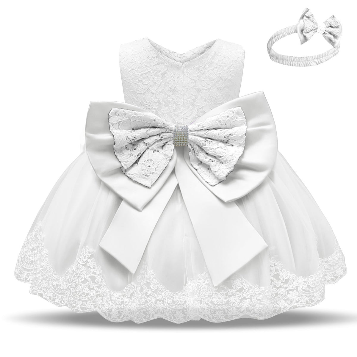 Baby Princess One Year Old Bow Lace Dress 6