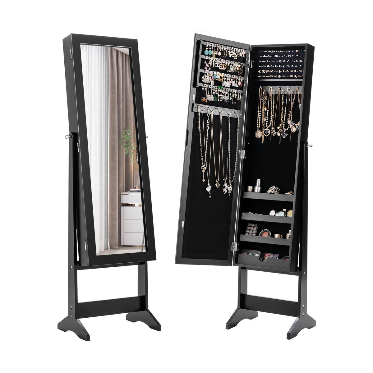 Mirrored Standing Jewelry Cabinet Storage Box 3