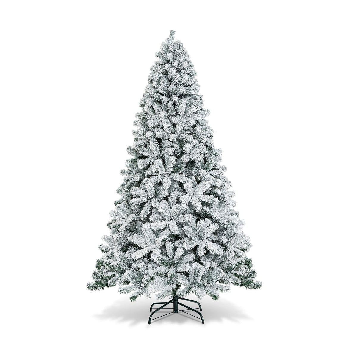 7.5 Feet Snow Flocked Hinged Artificial Christmas Tree without Lights 3