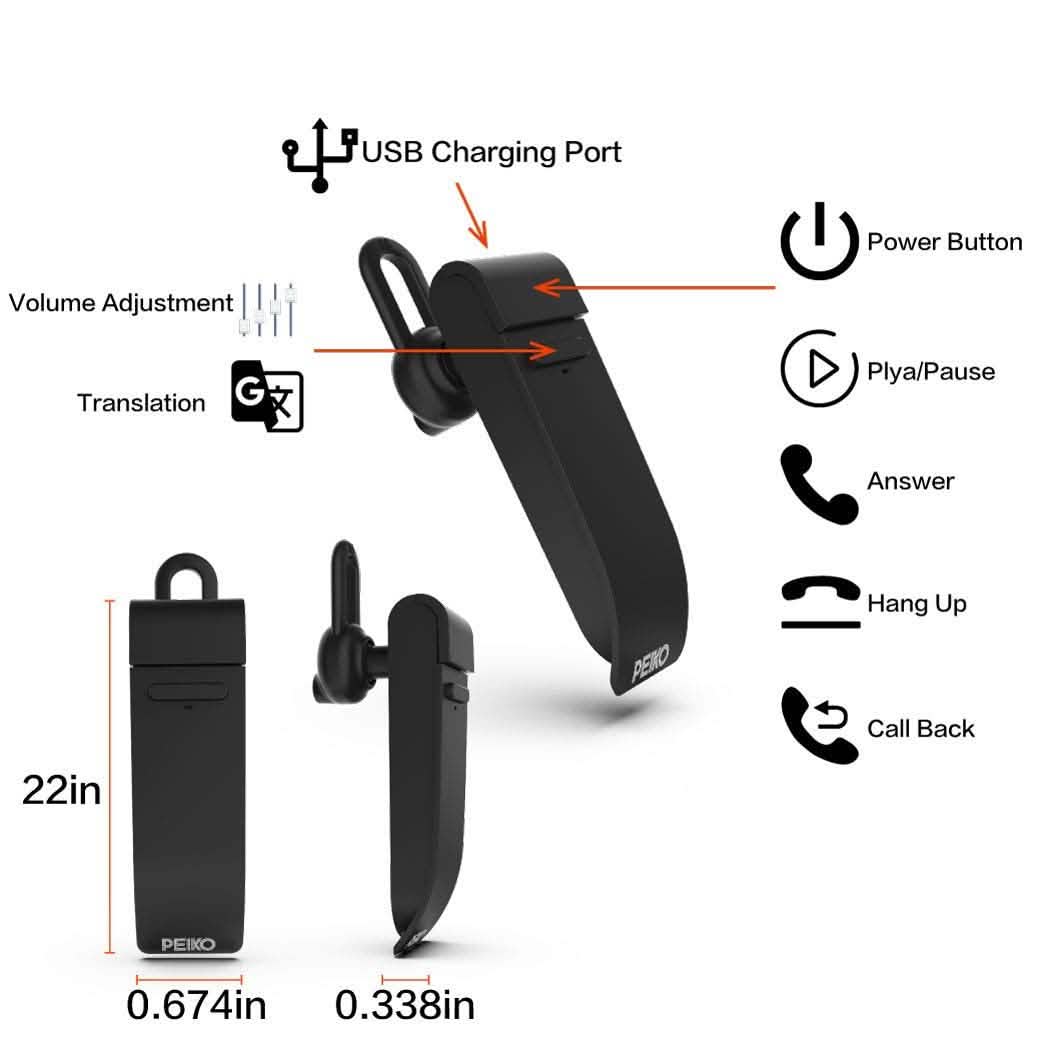 PEIKO World Language Translator Single Earbud – Real-Time Voice Translation 4